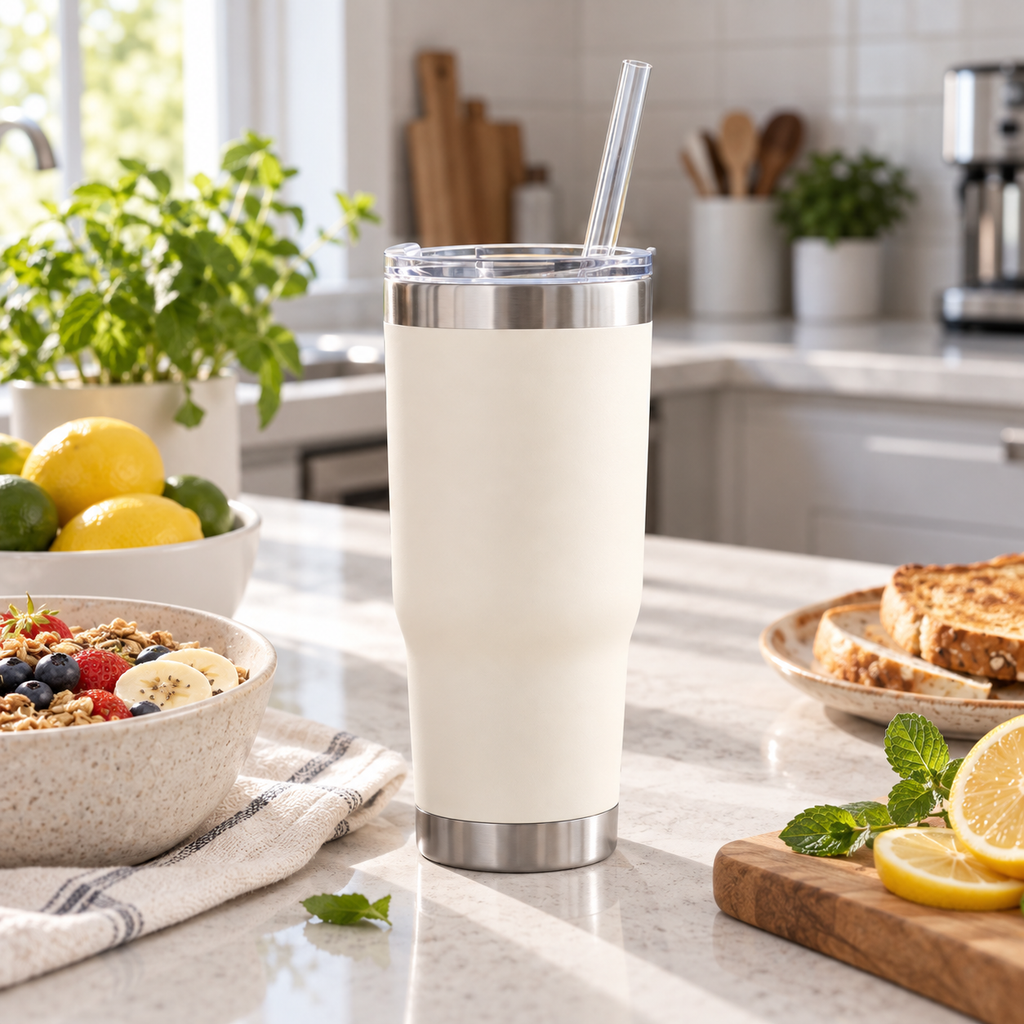 Insulated Stainless Steel Tumbler with Lid & Reusable Straw – Portable Travel Cup for Coffee, Iced Drinks, Camping, Picnics, Road Trips & Everyday Hydration